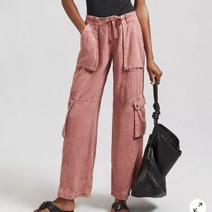 Anthropologie beach cargo pant size 4 Tall linen pants, wide leg